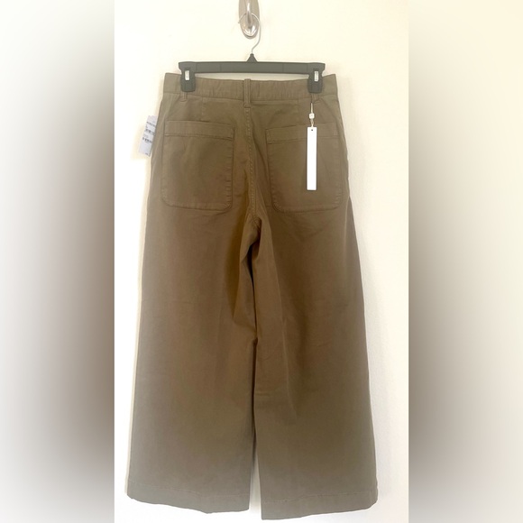Caslon Nordstrom Women’s Olive Burnt Wide Leg Twill Pants Sz 4 High Rise BNWT - Picture 6 of 12